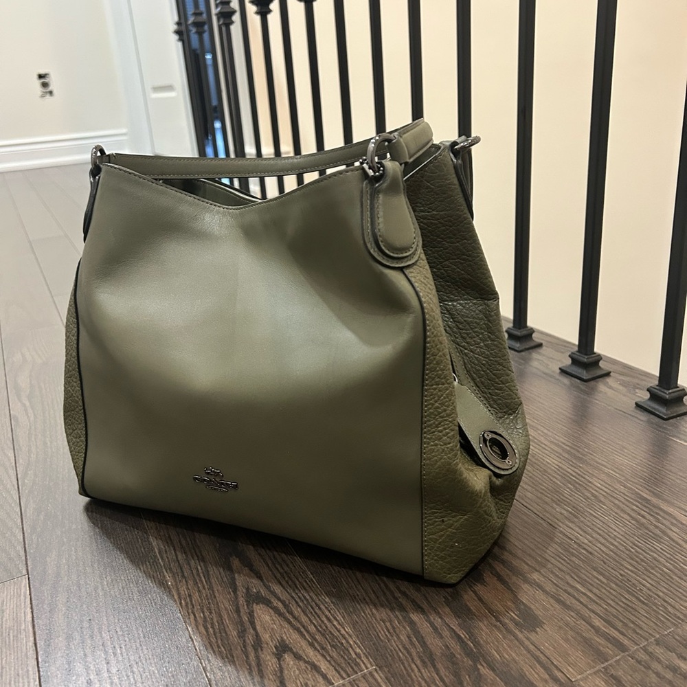 Coach Edie 31 Army Green Leather Bag